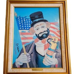 Red Skelton "Old Glory" Freddie clown number 940/5000 signed canvas framed rare
